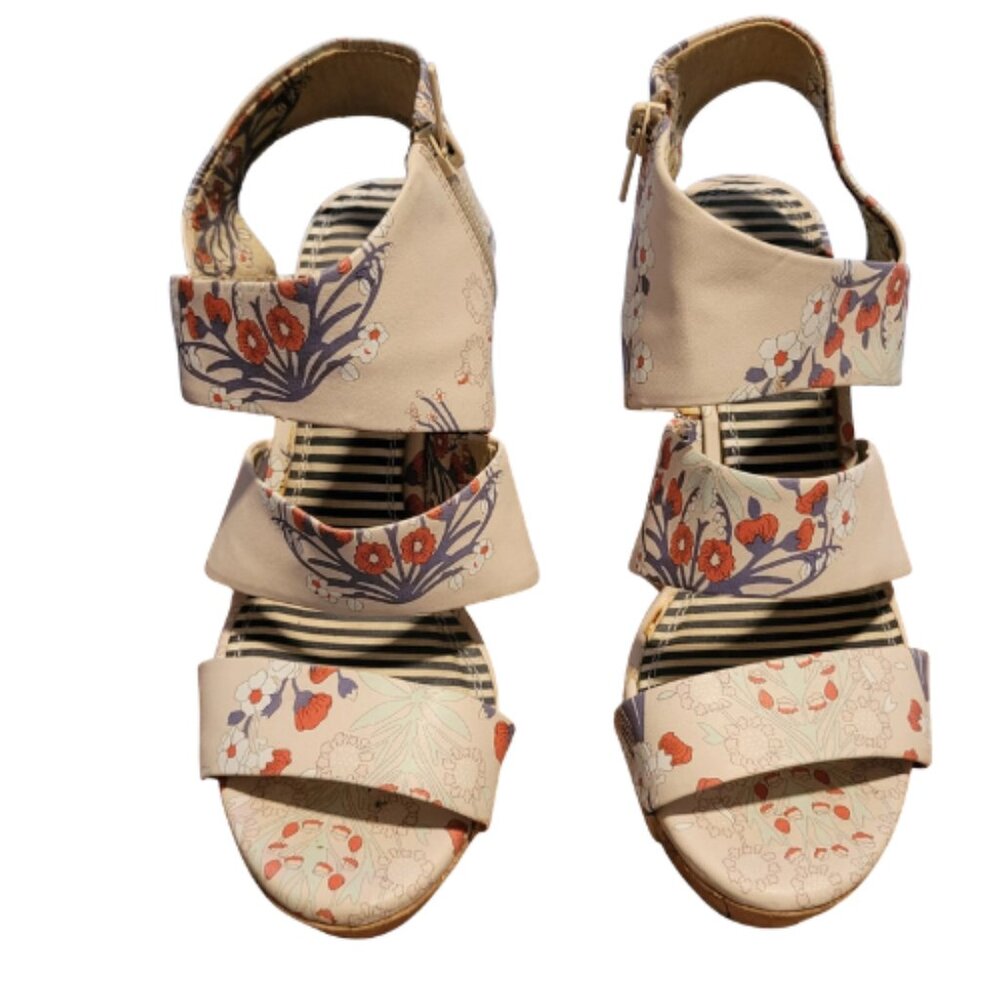 Gianni Bini Women Wedge Sandals Floral Print Cork Platform – Size 7